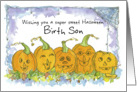 Happy Halloween Birth Son Pumpkins Funny Faces Spiders card