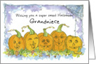 Happy Halloween Grandniece Pumpkins Funny Faces Spiders card