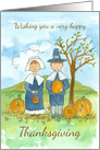 Happy Thanksgiving Pilgrims Pumpkins card