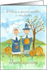 Happy Thanksgiving Neighbor Pilgrims Country Landscape card