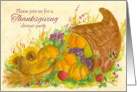 Thanksgiving Dinner Party Invitation Cornucopia Watercolor Art card