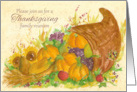 Thanksgiving Family Reunion Invitation Cornucopia Watercolor Art card