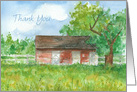 Thank You Red Barn Pasture Watercolor Blank card