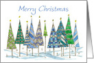 Merry Christmas Holiday Trees Drawing Snow card