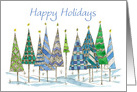 Happy Holidays Christmas Trees in Snow card