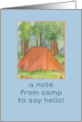 Note From Camp Tent Forest Watercolor Art Illustration card