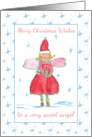 Merry Christmas Sweet Angel Blue Snowflakes card