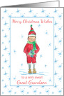 Merry Christmas Great Grandson Holiday Elf Snowflakes card