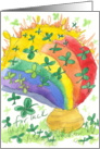 Happy St. Patrick Pot of Gold Rainbow Clover Watercolor card