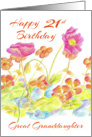 Happy 21st Birthday Great Granddaughter Flower Illustration card