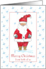 Merry Christmas From Both of Us Santa Claus Blue Snowflakes card