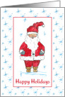 Happy Holidays Santa Claus Blue Snowflakes card