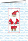 Happy Holidays Merry Christmas Santa Claus Blue Snowflakes card