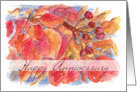 Happy Anniversary Autumn Leaves Berries Botanical Illustration card