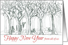 Happy New Year From All of Us Forest Animals card