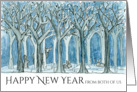 Happy New Year From Both of Us Forest Animals Deer Rabbit card