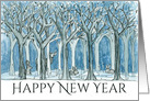 Happy New Year Woodland Forest Animals Deer card