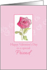 Happy Valentine’s Day Special Friend Pink Rose Watercolor card