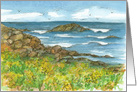 Hello Friend Rocky Coastline Watercolor card