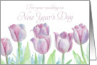 New Year’s Day Wedding Congratulations Mauve Pink Tulip Flowers card