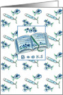 Books Blue Bookmarks Watercolor Roses Blank card