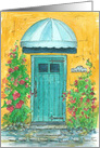 Welcome Home From Your Trip Blue Cottage Door card