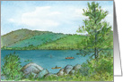 Kayaking Mountain Lake Watercolor Illustration Blank card
