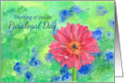 Happy Paralegal Day Pink Gerbera Daisy Watercolor Painting card