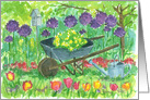 Purple Allium Flowers Garden Wagon Blank card