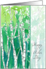 Happy Arbor Day Aspen Trees Green Watercolor Art card