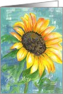 Just A Note Yellow Sunflower Blue Blank card