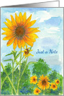 Sunflowers Just A Note Watercolor Painting Blank card