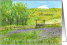 Happy Birthday Purple Wildflowers Pasture Watercolor card