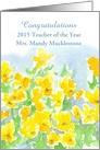 Congratulations Teacher of the Year Custom Name Yellow Pansies card