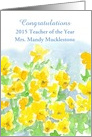 Congratulations Teacher of the Year Custom Name Yellow Pansies card