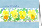 Happy Birthday Classroom Volunteer Yellow Pansies Watercolor card