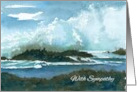 With Sympathy Ocean Waves Rocks Seascape Watercolor Art card