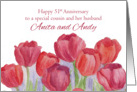 Happy 51st Anniversary Cousin Anita and Andy Red Tulip Flowers card