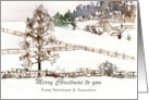 Merry Christmas Farm Snow Scene Business Custom card