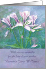 With Sympathy Loss of Mother Geranium Flower Custom Name card