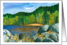 Happy Thanksgiving Autumn Trees Lake Landscape Painting card