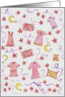 Girls Pajama Party Invitation Crescent Moon Teddy Bears card