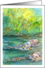 Miss You River Autumn Trees Landscape Watercolor Painting card