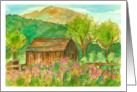 Autumn Barn Landscape Watercolor Painting Blank Notecard card