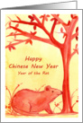 Happy Chinese New Year Of The Rat Watercolor Illustration card