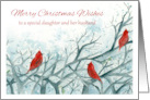 Merry Christmas Wishes Daughter and Husband Red Cardinals card