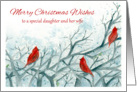 Merry Christmas Wishes Daughter and Wife Red Cardinals card