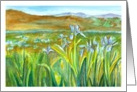 Thank You Wild Iris Meadow Landscape Watercolor Painting card