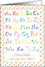 Child Congratulations Learning Alphabet Primary Colors Custom Name card