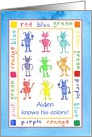 Child Congratulations Learning Colors Robots Custom Name card